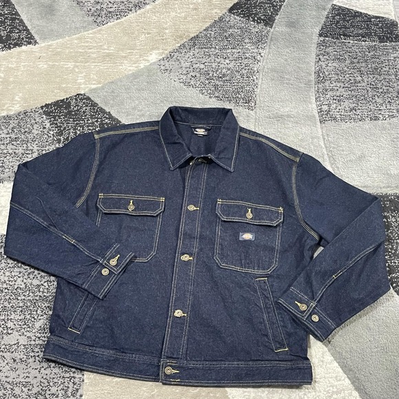 Dickies Madison Denim Jacket Mens 2XL Blue Jean Trucker Workwear Indigo NEW - Picture 1 of 15